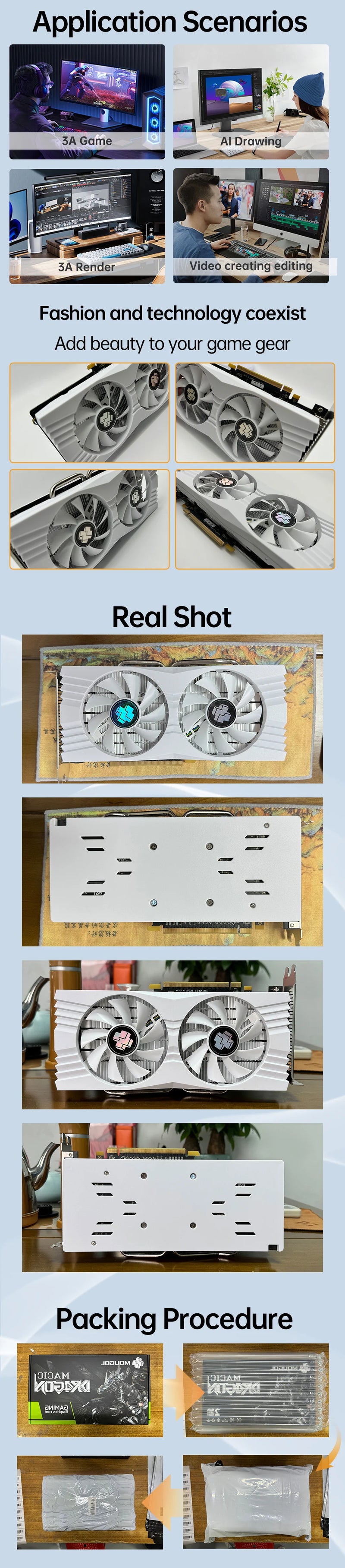 MOUGOL-AMD Radeon RX580 Placa gráfica 8G