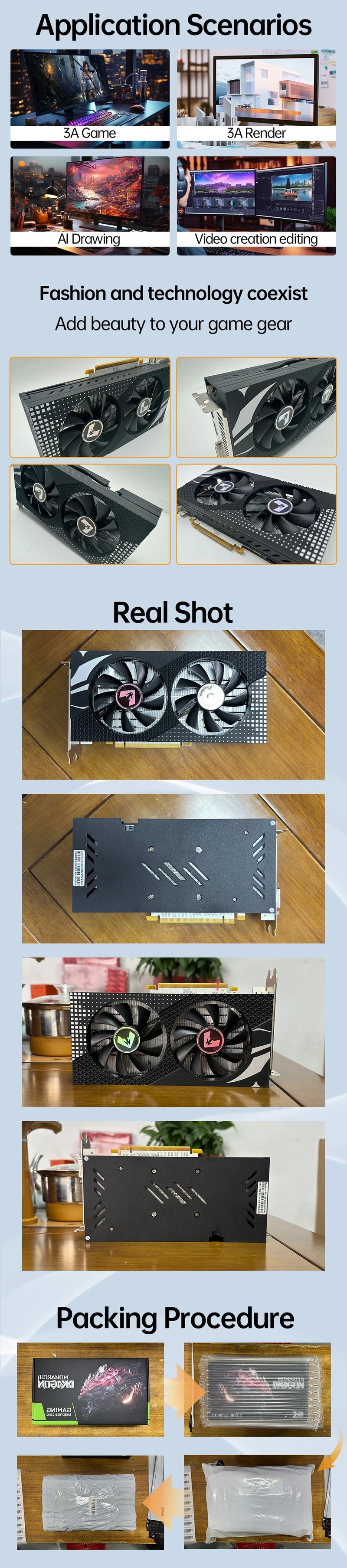 MOUGOL-AMD Radeon RX580 Placa gráfica 8G