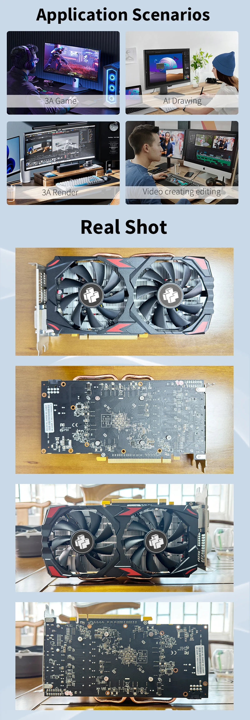 MOUGOL-AMD Radeon RX580 Placa gráfica 8G